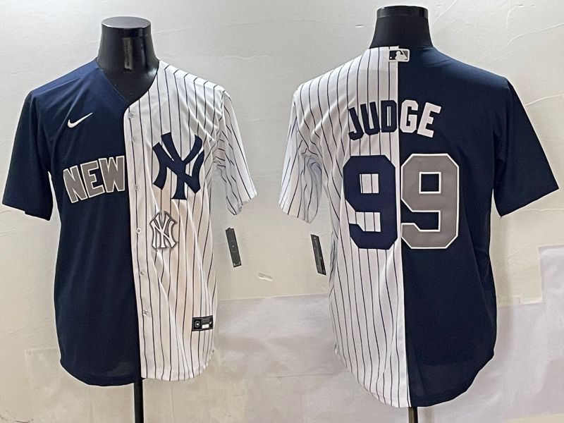 Men New York Yankees #99 Judge White Stripe Blue Game Nike 2025 MLB Jersey style 10->new york yankees->MLB Jersey